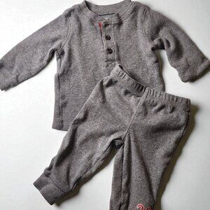 Carter’s Baby Boys’ Gray Waffle Knit Top & Jogger Pants Set – Size 6 Months – Co